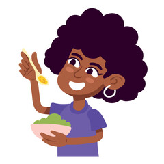 Sticker - afro woman eating