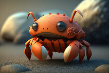 Cute Cartoon Crab, Generative AI