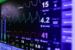 EKG monitor in intra aortic balloon pump machine in icu on blur background, Brain waves in electroencephalogram, heart rate wave