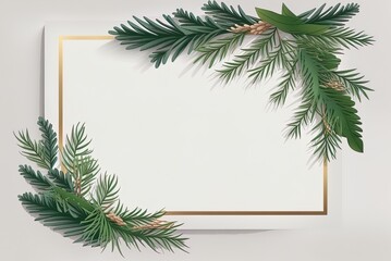 Wall Mural - An illustration of a Christmas tree with a message card in a white frame. Generative AI