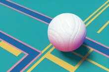 Volleyball Court Top View Illustration. Generative AI