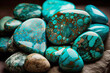 generative ai illustration of turquoise mineral gemstones, tumbled and polished