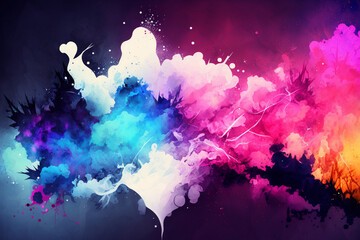 Wall Mural - Lovely Cute neon watercolor wallpaper Generative AI