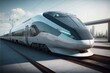 © onlyyouqj - High-speed train shuttles in future cities.AI technology generated image