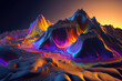 © ADDICTIVE STOCK - Generative AI illustration of volcanic formations with fluorescent lines