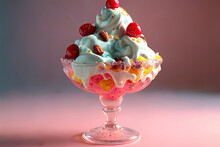 Generative AI Illustration Of Yummy Sweet Ice Cream Dessert