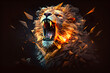 Abstract colorful polygon lion roaring Fierce, on fire. Fantasy illustration perfect for books, designs, posters.
Generative AI.