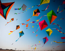 A Painting Of A Kite Festival Celebration | Generative AI