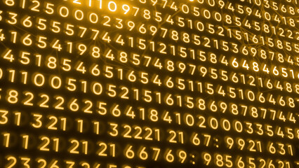 Wall Mural - code of changing numbers, concept of digital world and matrix effect. motion. plexus pattern in cybe