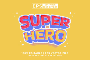 Sticker - Editable text effect Super Hero 3d cartoon style premium vector