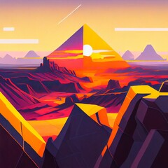 Wall Mural - a deserted abstract colorful alien landscape. alien planets during sunrise. generative ai art.