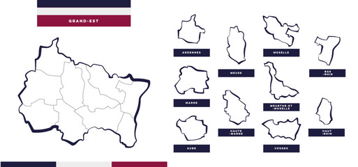 Région / Département dans le Grand-Est - France	