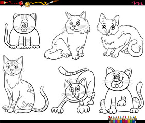 Sticker - cartoon cats comic characters set coloring page