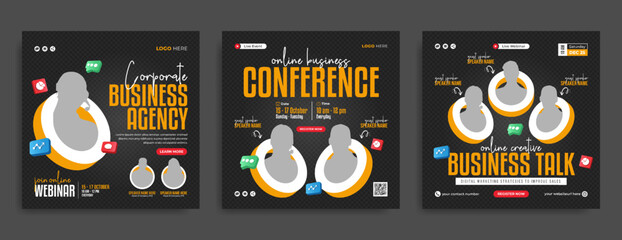 Wall Mural - digital marketing and corporate business promotion social media post template. online webinar, annua