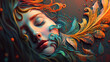 abstract background of sleeping mermaid
