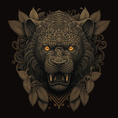 Wall Mural - lion head tattoo