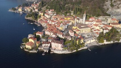 Wall Mural - Aerial view of Varenna a village on Lake Como