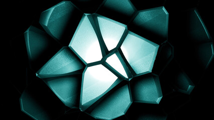 Wall Mural - blue and yellow background. design. slowly sliding parts fastened into one figure move in animation.