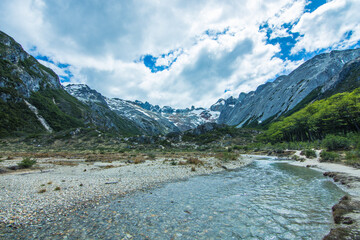 Wall Mural - View of the glacier that creates the Laguna Esmeralda (Emerald Lake) - Ushuaia, Argentina