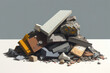 pile of discarded construction materials such as concrete and metal, showing the impact of construction waste on the environment AI generation.