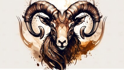 ram illustration for tattoo or wall sticker