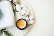 Spa setting with candle