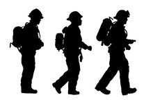 Set Of Firefighter Silhouette Isolated - Vector Illustration