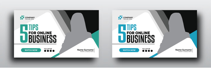 Wall Mural - Business tips youtube video thumbnail or web banner for social media