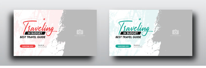 Wall Mural - Travel youtube video thumbnail or web banner template