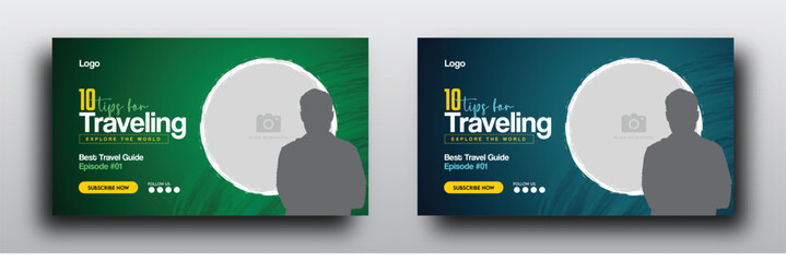 Wall Mural - Travel youtube video thumbnail or web template