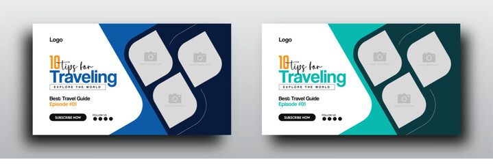 Wall Mural - Travel youtube video thumbnail or web banner template