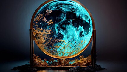 Wall Mural - An video animation of the Earth with the details on it inside the gallery AI generated
