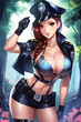 sexy anime cop girl with big breasts. manga style. Generative AI