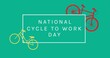 Illustration of red and yellow bicycles with national cycle to work day text against blue background