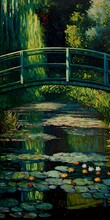 Bridge Over A Pond Of Water Lilies By Claude Monet In Coa