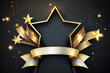 Award ceremony background with 3d gold star and ribbon, concept of Celebration and Recognition, created with Generative AI technology