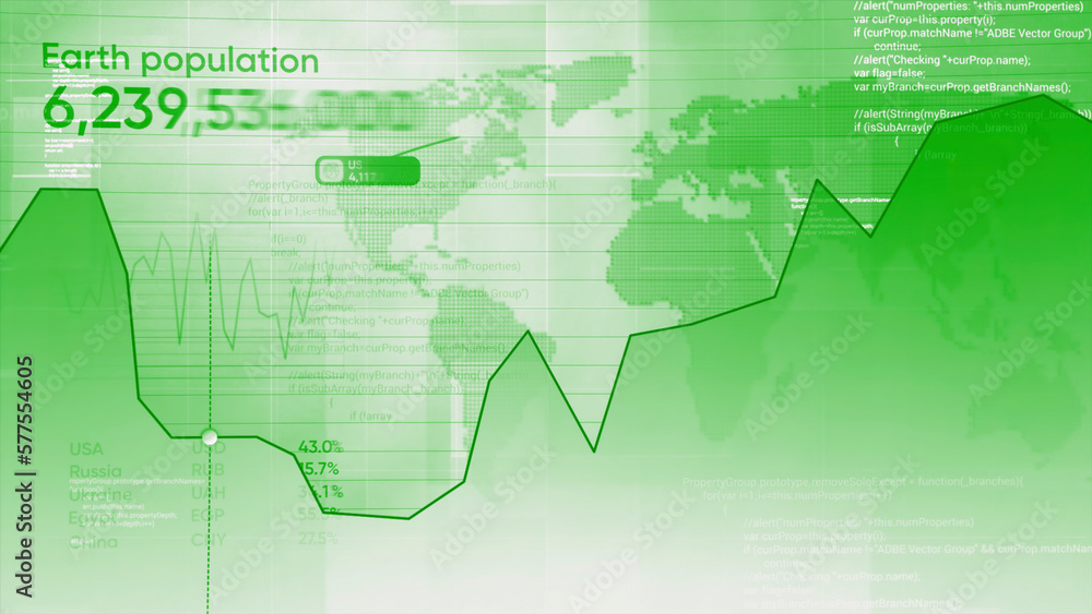 Abstract green line graph with a moving dot. Motion. Abstract graph ...
