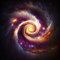 Sticker - spiral galaxy in space background, generative ai