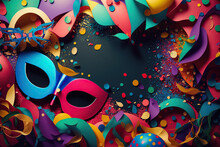 Colorful Carnival Or Party Background With Confetti, Concept Of Festive Atmosphere And Joyful Celebration, Created With Generative AI Technology