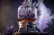 Essential oil extraction with distillery machine. Generative AI