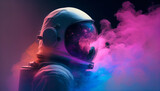 Astronauta Neon Fumaça Generative AI