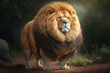 Very fat lion, concept of Luxurious and Overweight, created with Generative AI technology