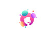 © cahyo - child logo with happy smiling face decorated with colorful bubbles in flat design