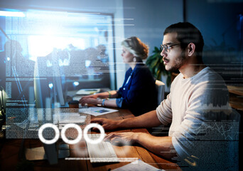 Canvas Print - Running code side by side. Cropped shot of computer programmers working on new code.