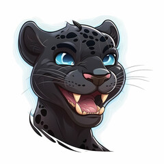 Sticker - Panther Isolated On White. Generative AI