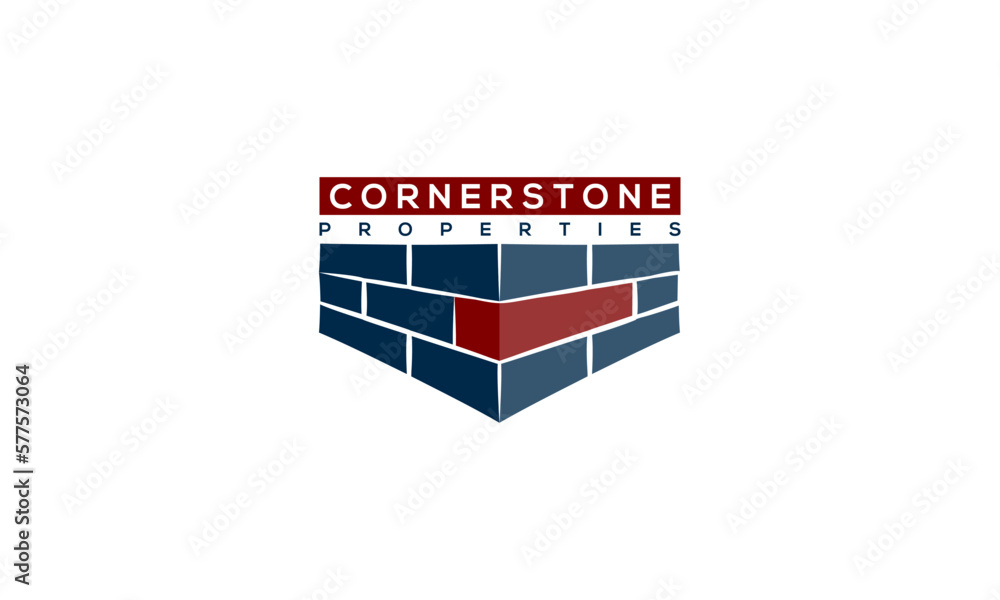 illustration vector graphic logo designs. cornerstone properties, brick ...