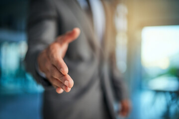 Aufkleber - Pleased to make your acquaintance. Cropped shot of a businessman extending his arm for a handshake.