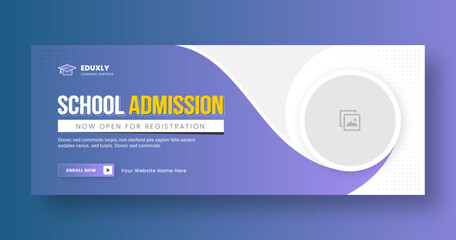 Wall Mural - Study abroad banner template. School admission web banner template or Social media post cover banner template. Back to school banner template. Online education banner. e-learning banner design.