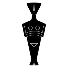 Wall Mural - Cycladic idol. Ancient Greek female figurine of a goddess. Black and white silhouette.