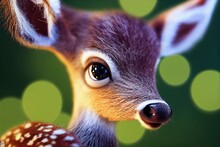 Close Up Of Cute Baby Deer. Generative AI